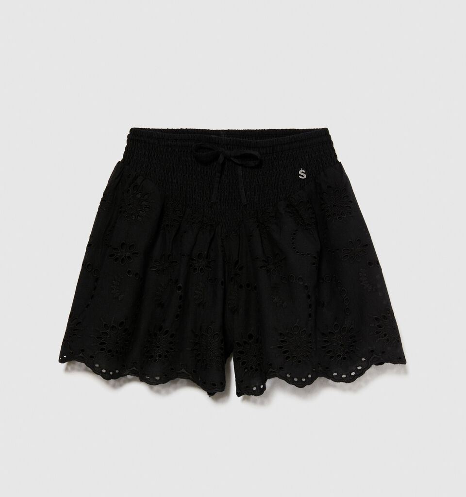 Embroidered shorts - girls' shorts - Black | Sisley Young image number 1